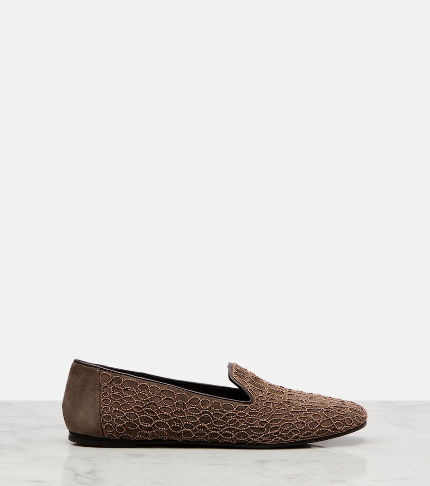 Brunello Cucinelli Embellished suede loafers