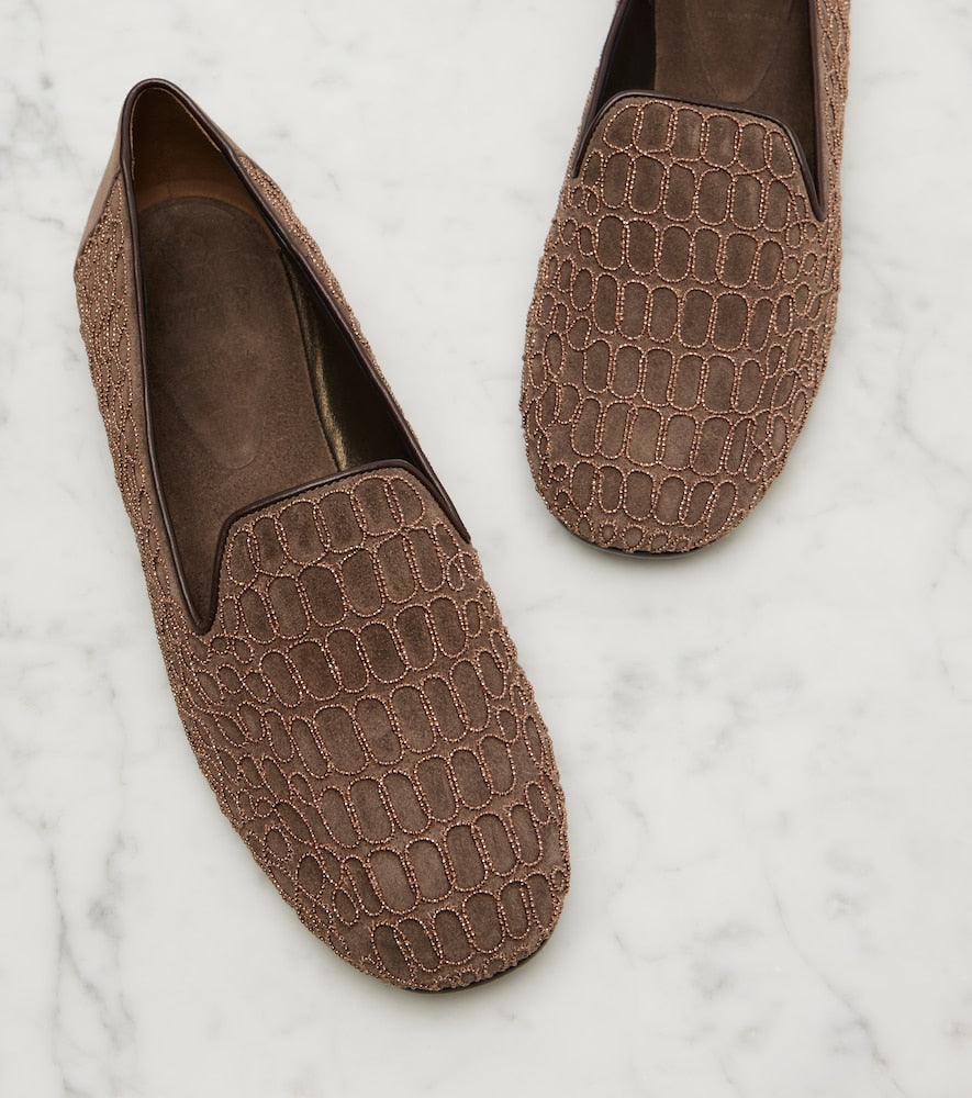 Brunello Cucinelli Embellished suede loafers