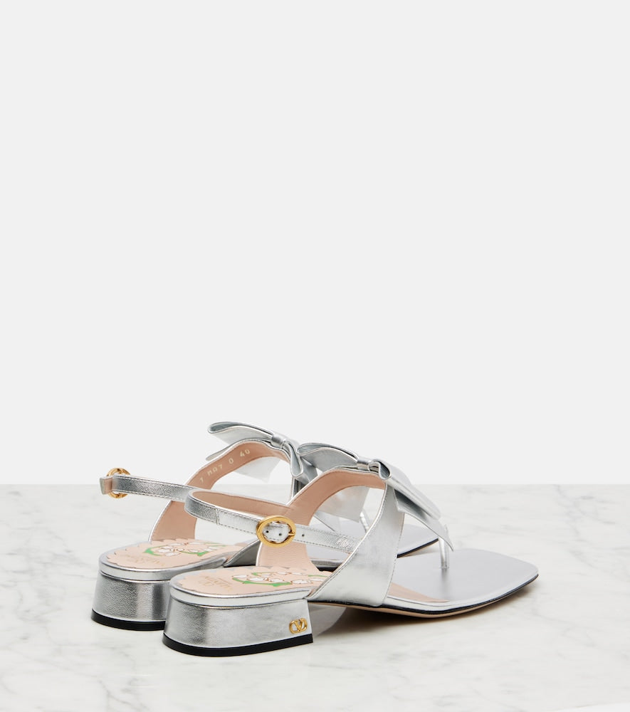 Valentino Garavani Bowow 25 metallic leather thong sandals