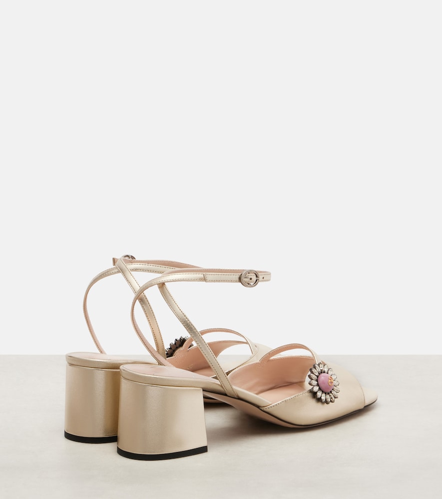 Valentino Garavani Daisy Jewel 55 metallic leather sandals