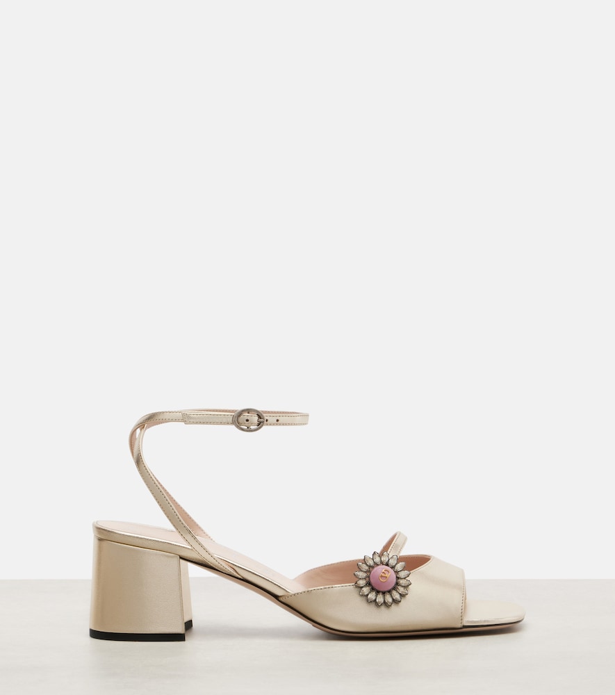 Valentino Garavani Daisy Jewel 55 metallic leather sandals
