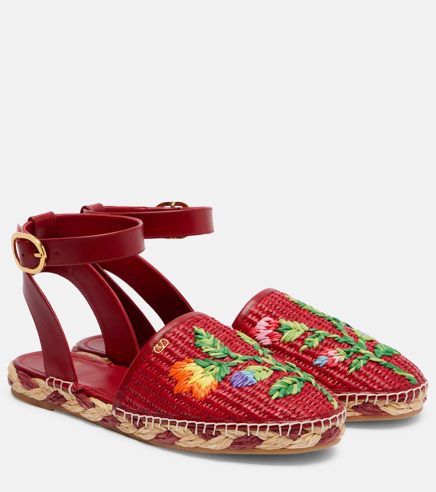 Valentino Garavani Bribri raffia and leather espadrilles
