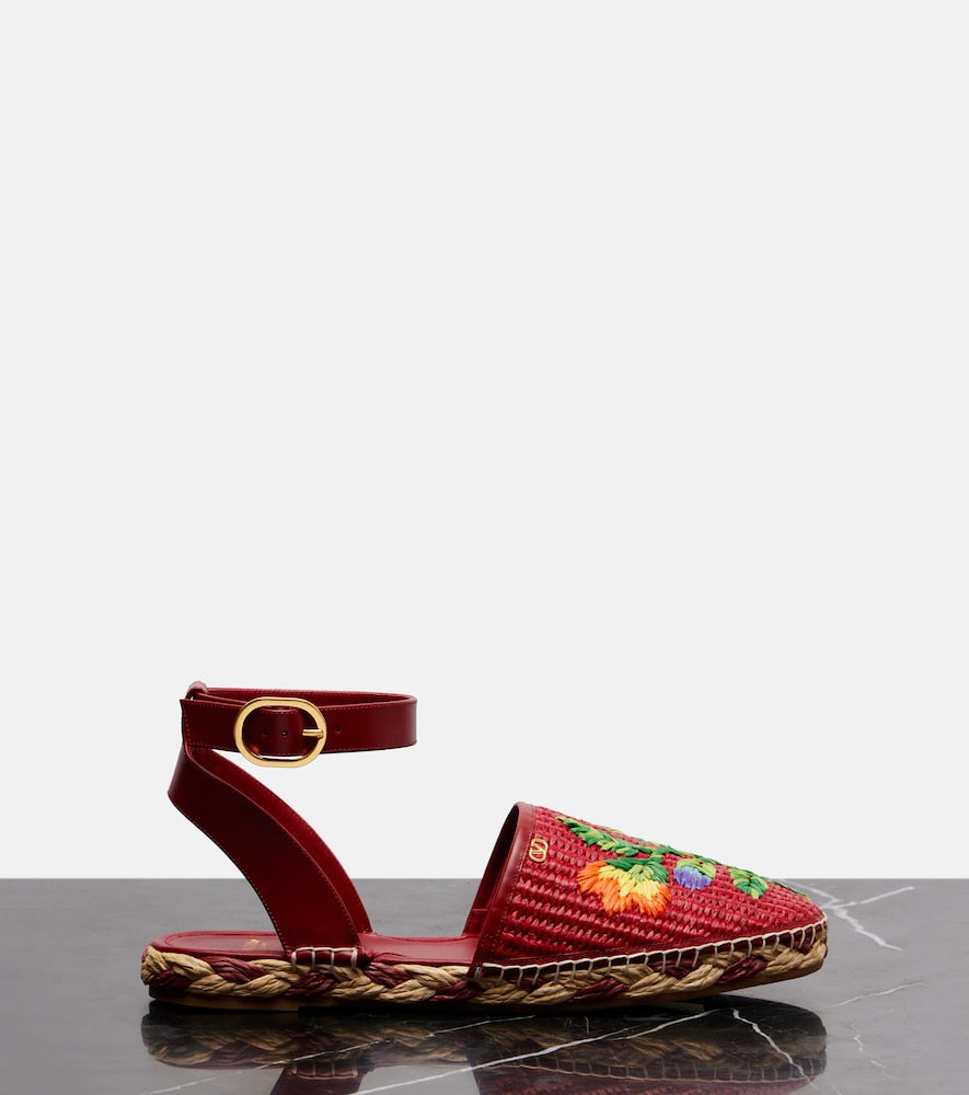 Valentino Garavani Bribri raffia and leather espadrilles