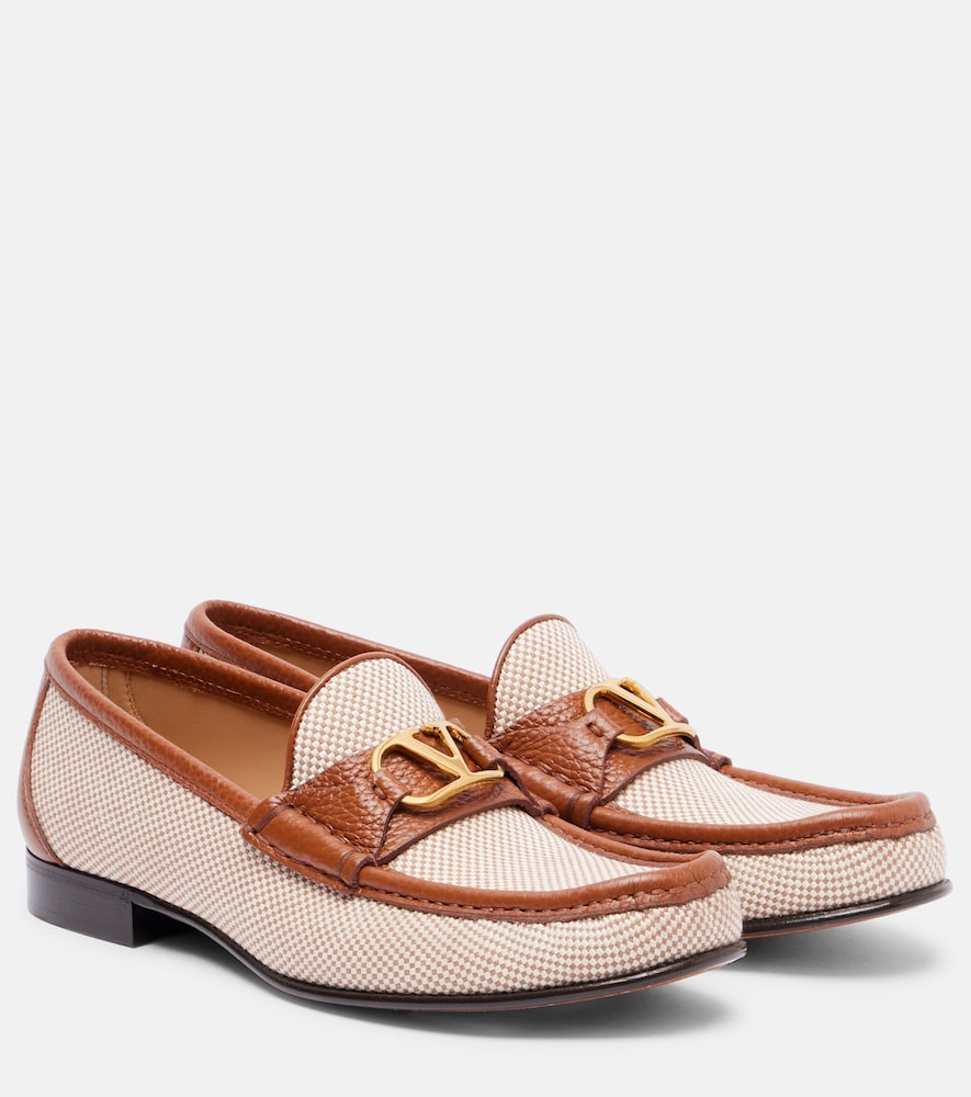 Valentino Garavani VLogo leather-trimmed canvas loafers