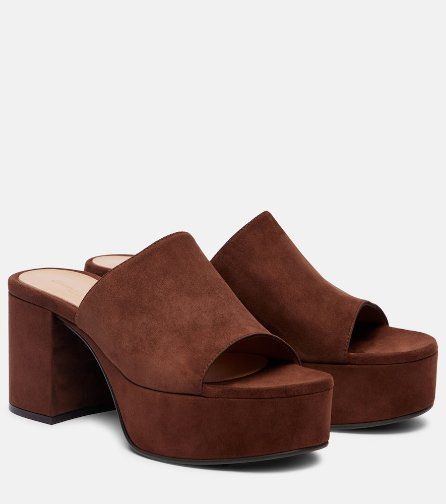 Gianvito Rossi Suede platform mules