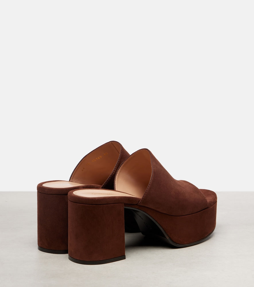 Gianvito Rossi Suede platform mules
