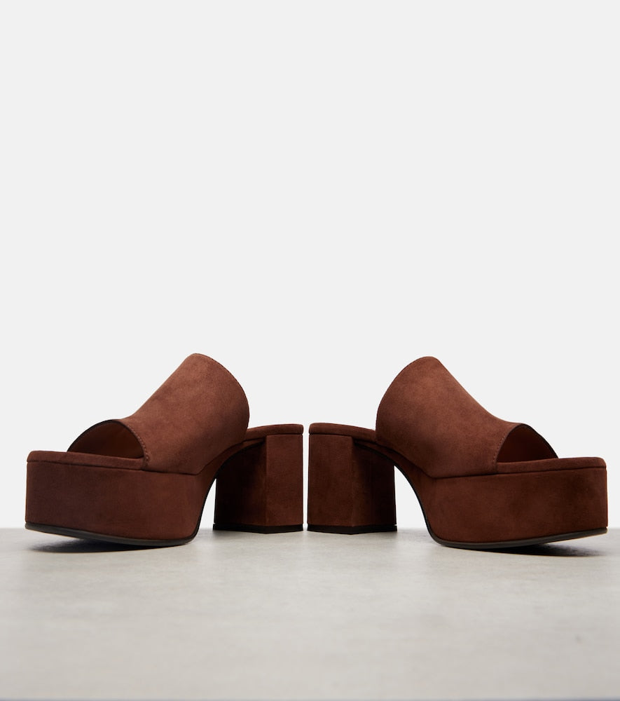 Gianvito Rossi Suede platform mules