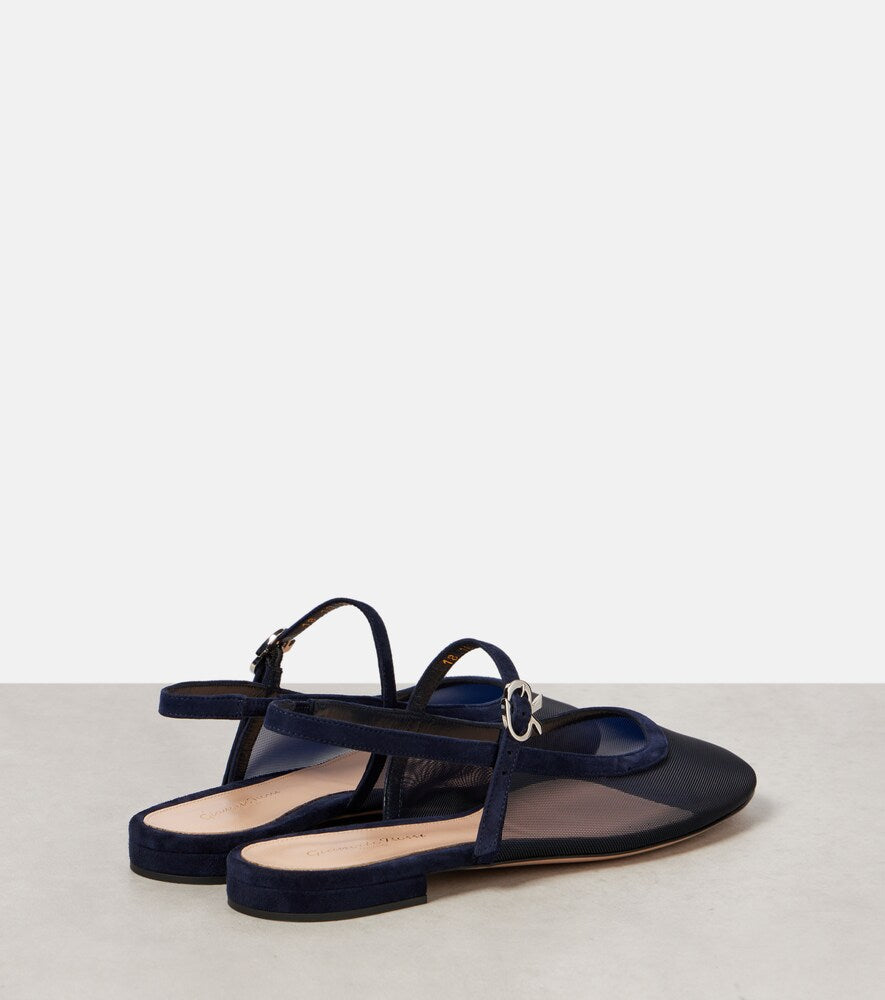 Gianvito Rossi Leather-trimmed organza ballet flats