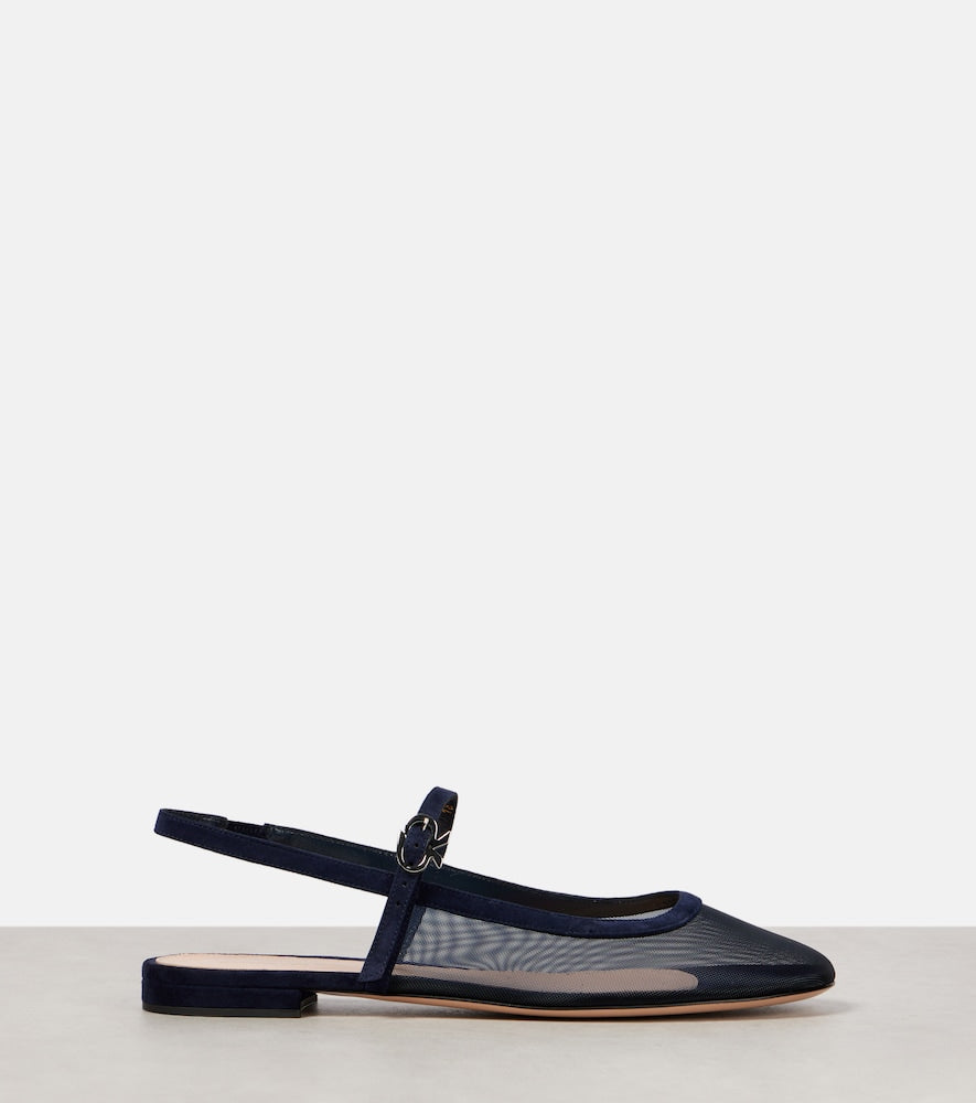 Gianvito Rossi Leather-trimmed organza ballet flats