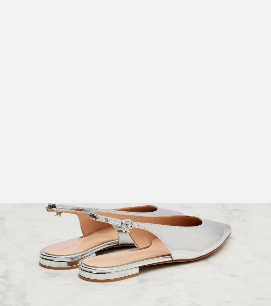 Gianvito Rossi Robbie metallic leather slingback flats