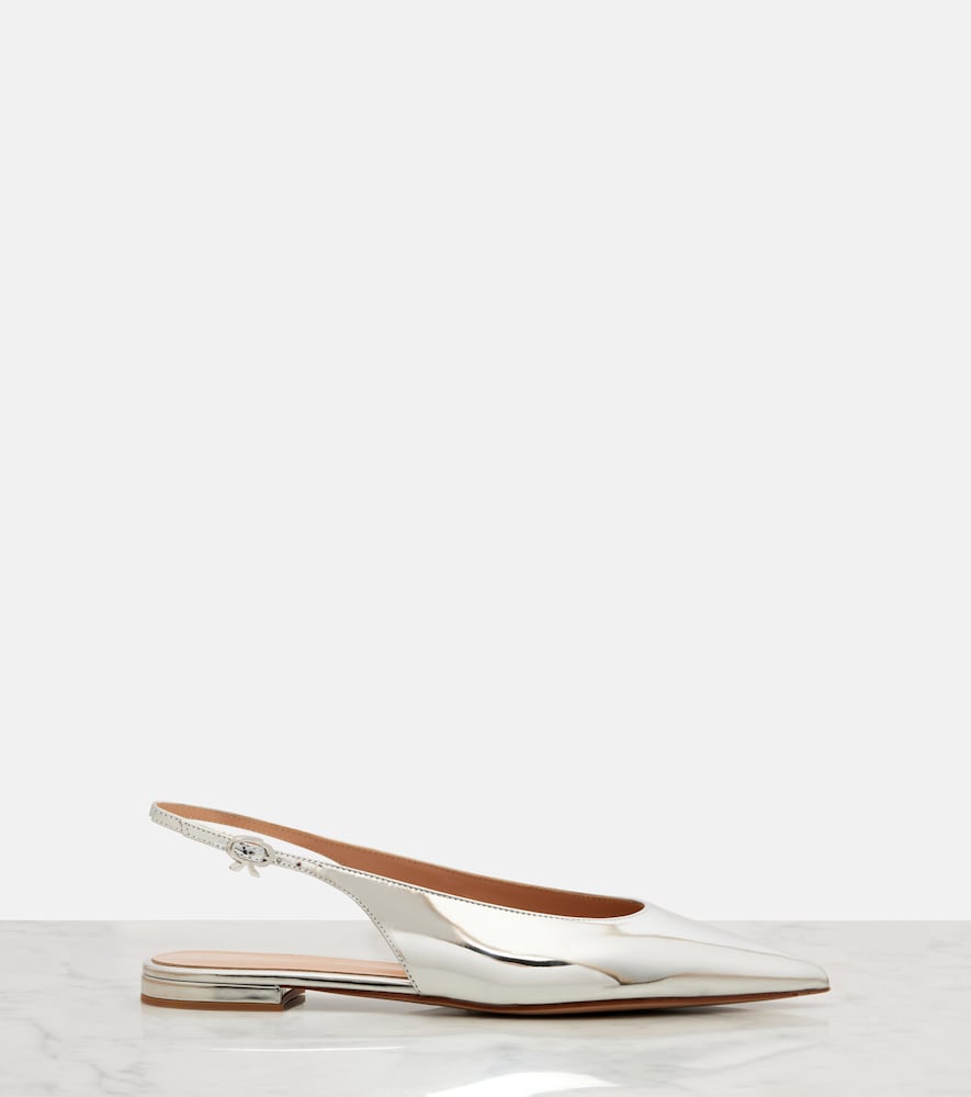 Gianvito Rossi Robbie metallic leather slingback flats