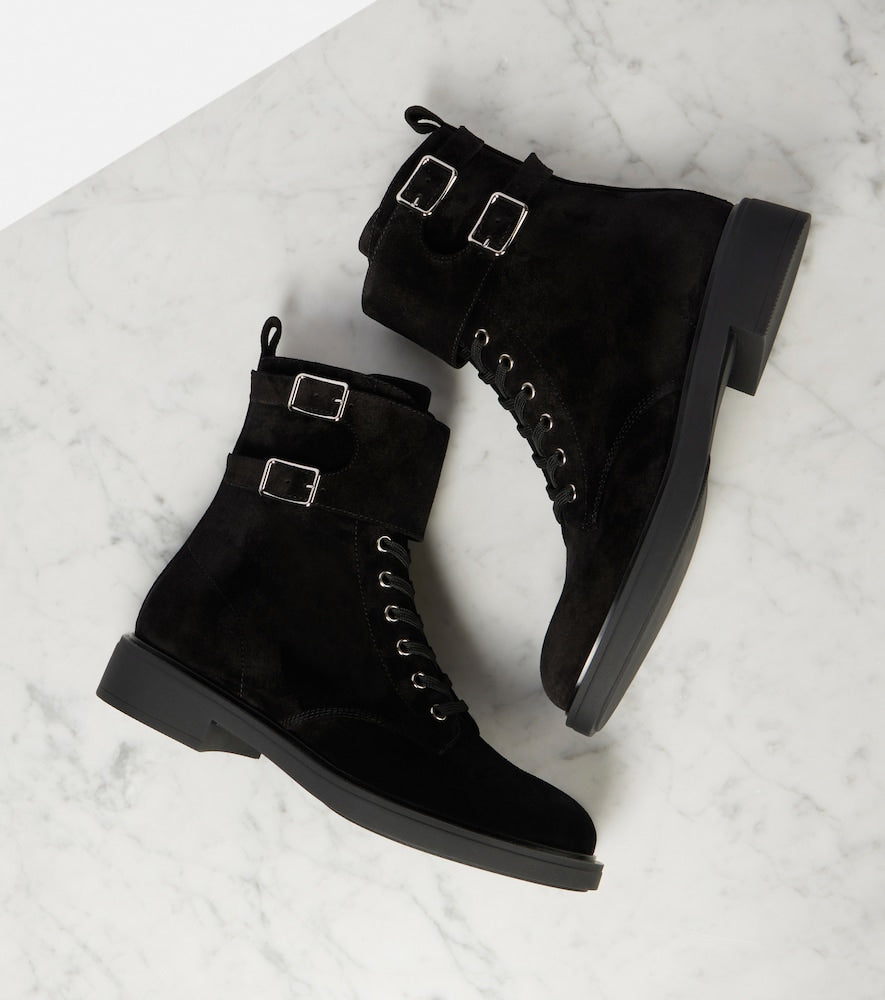 Gianvito Rossi Ripley suede combat boots