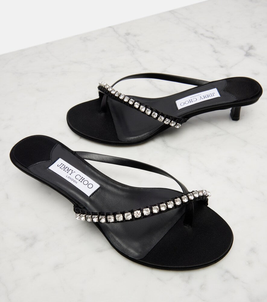 Jimmy Choo Dila 35 leather and satin thong sandals