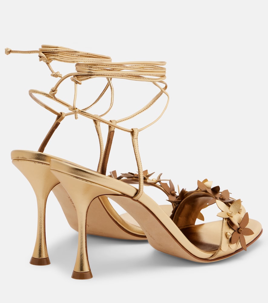 Manolo Blahnik Anista floral-applique leather sandals