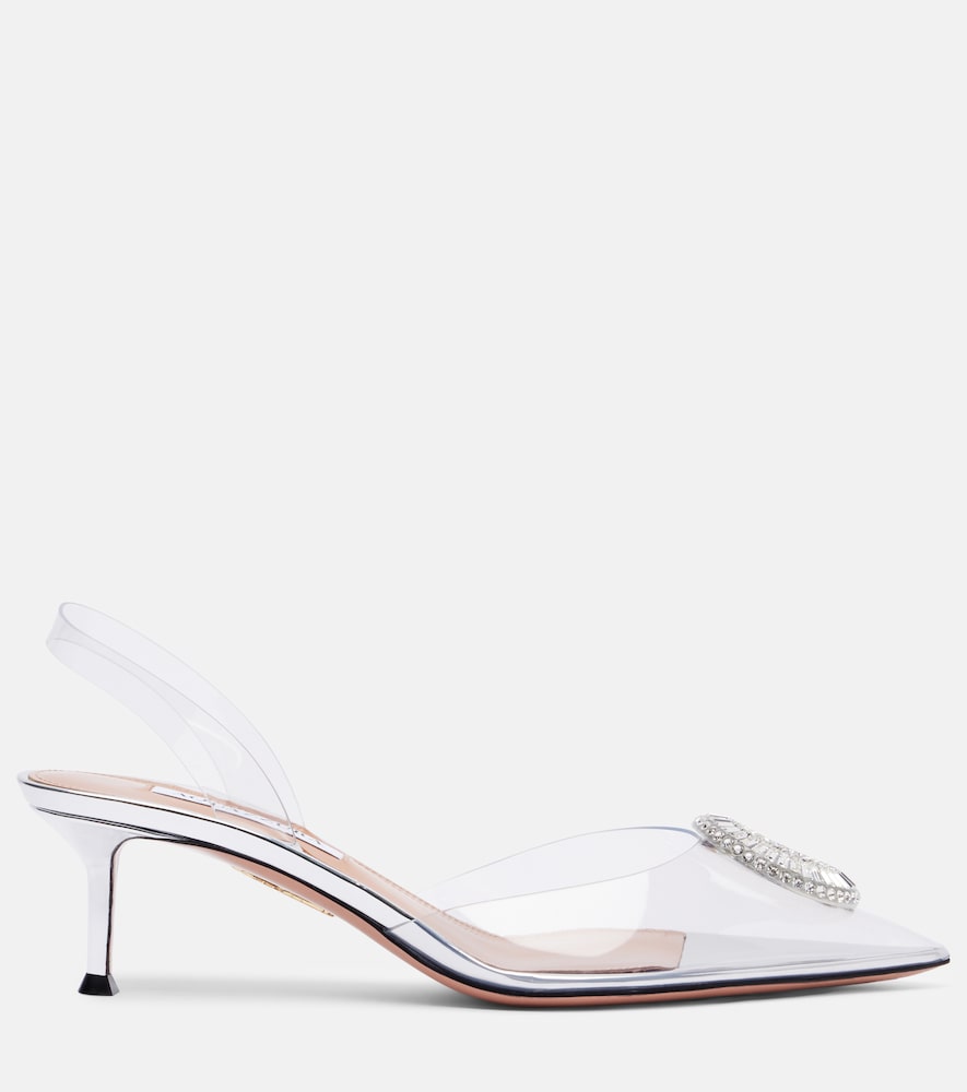 Aquazzura Crystal Hoop 50 PVC slingback pumps