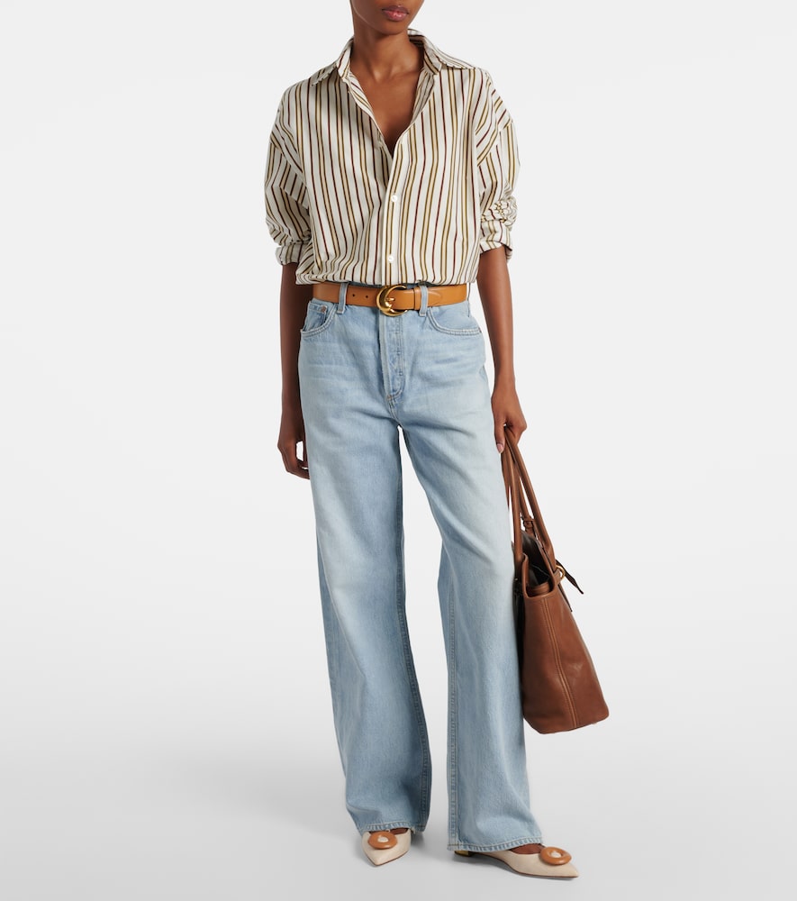 Aquazzura Hoop leather-trimmed ballet flats
