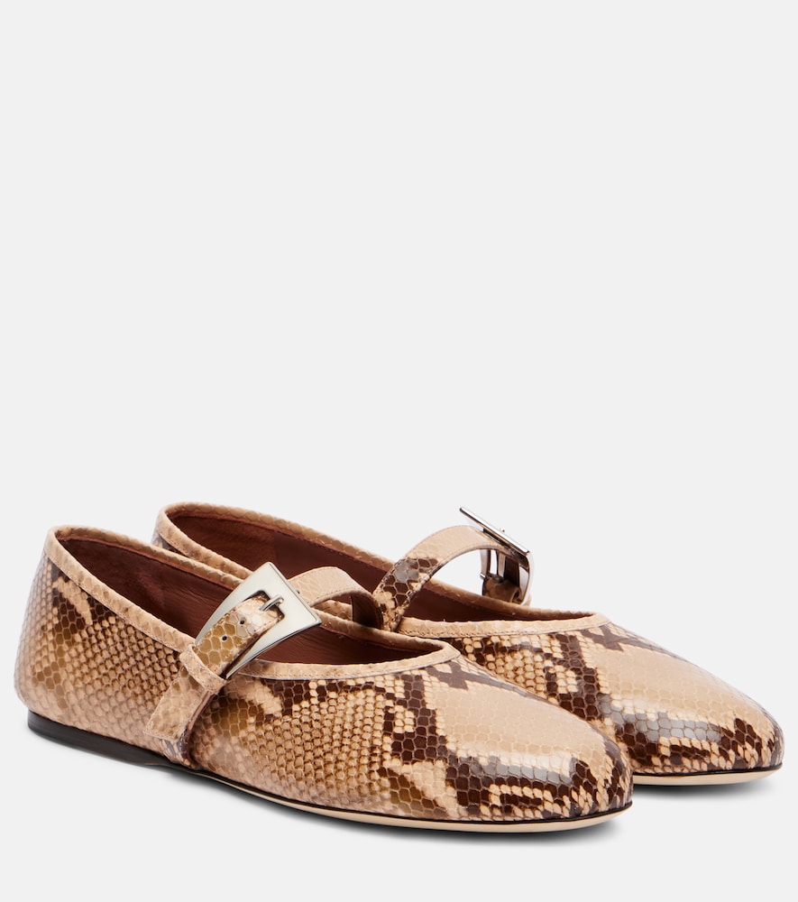 Paris Texas Sveva snake-effect leather ballet flats