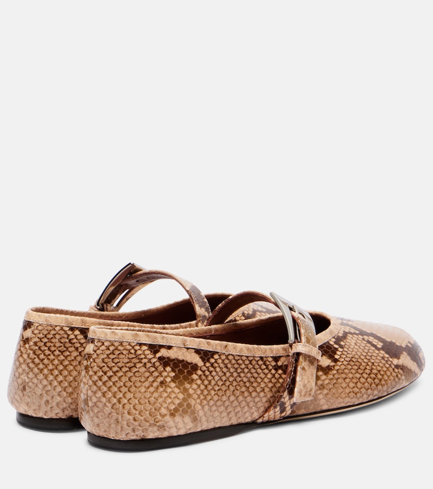 Paris Texas Sveva snake-effect leather ballet flats