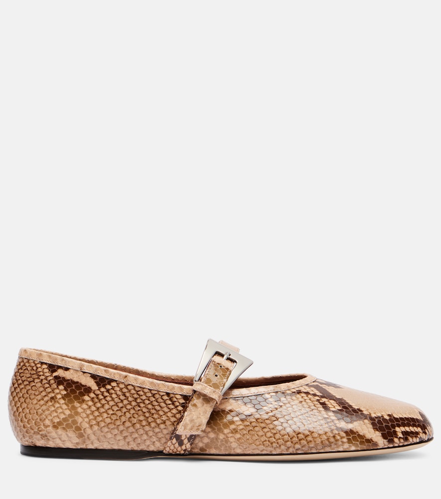 Paris Texas Sveva snake-effect leather ballet flats