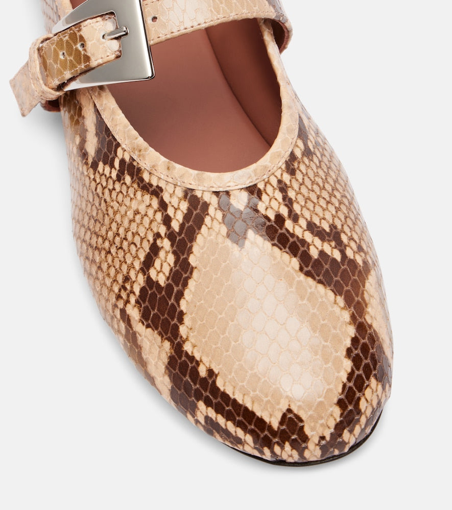 Paris Texas Sveva snake-effect leather ballet flats