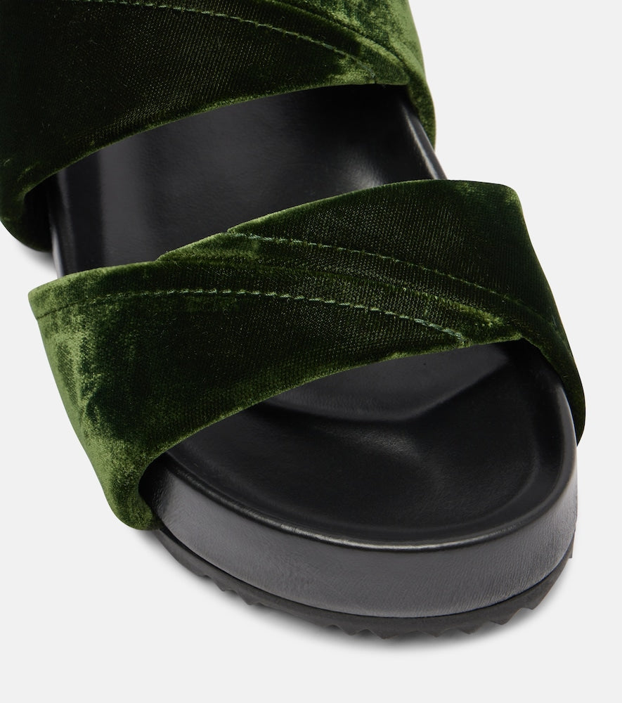 Dries Van Noten Leather-trimmed velvet slides
