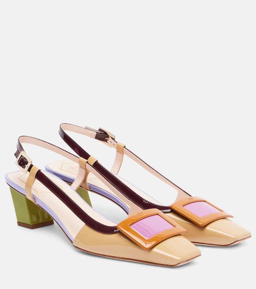 Roger Vivier Belle Vivier 45 leather slingback pumps (Multicoloured) - Mid Heel Pumps