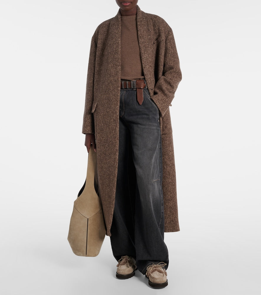 Brunello Cucinelli Monili shearling-trimmed suede boat shoes