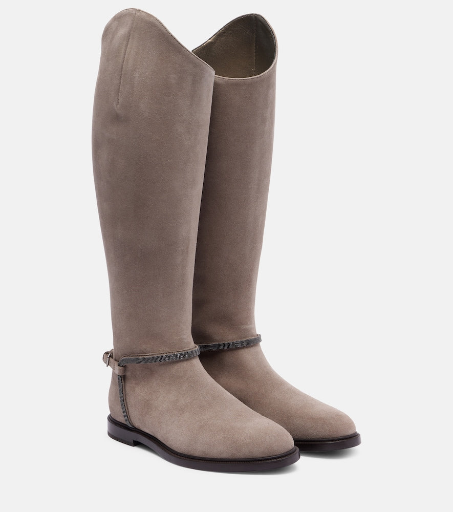 Brunello Cucinelli Monili suede knee-high boots