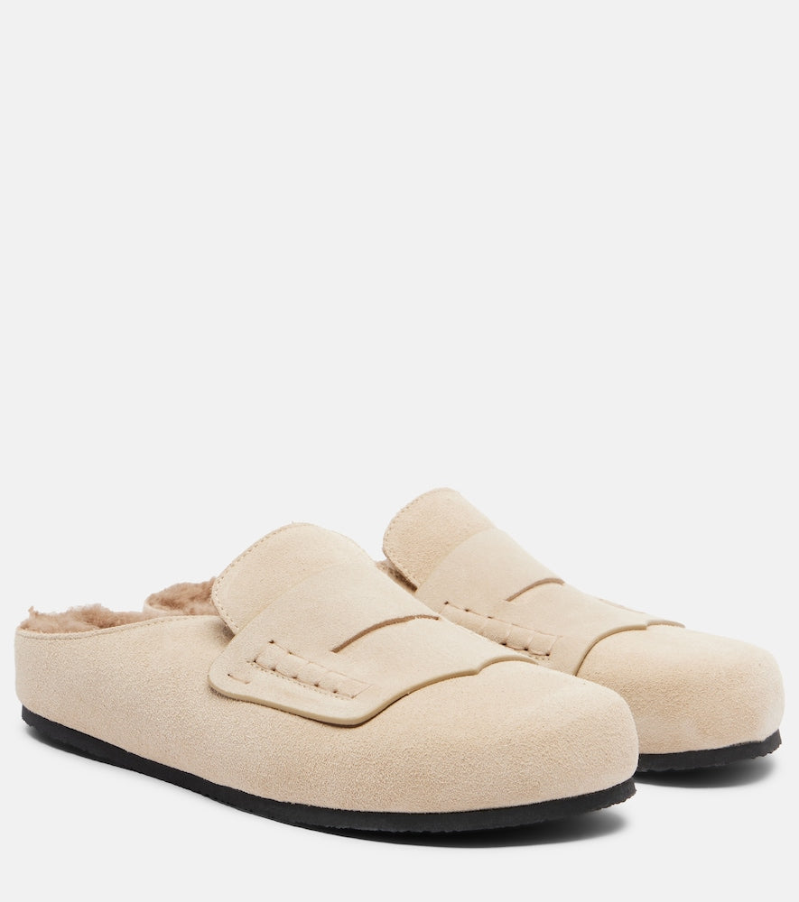 Jacquemus Shearling-lined suede mules
