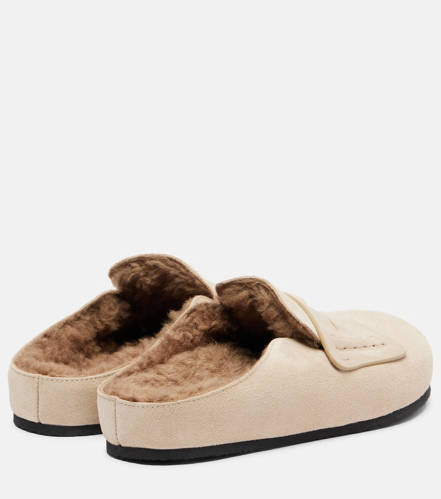Jacquemus Shearling-lined suede mules