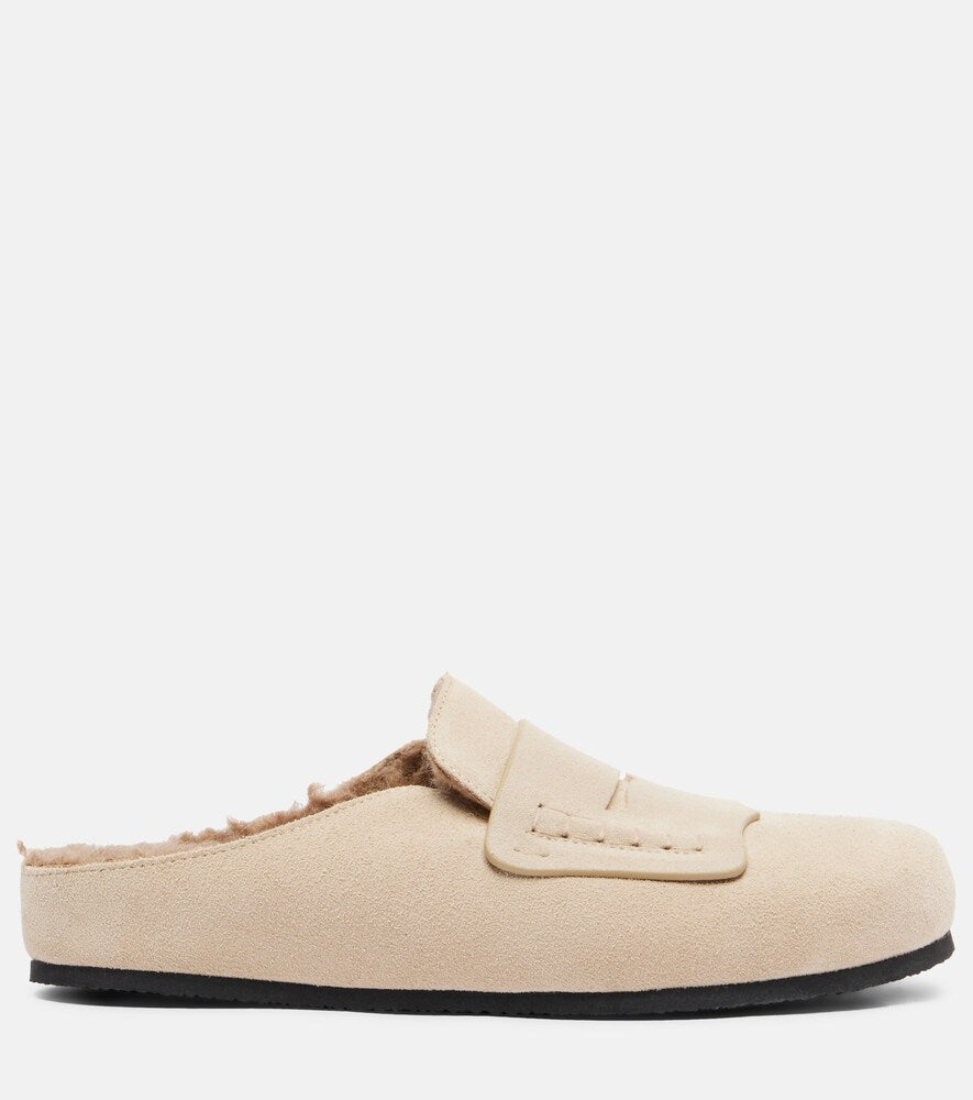 Jacquemus Shearling-lined suede mules
