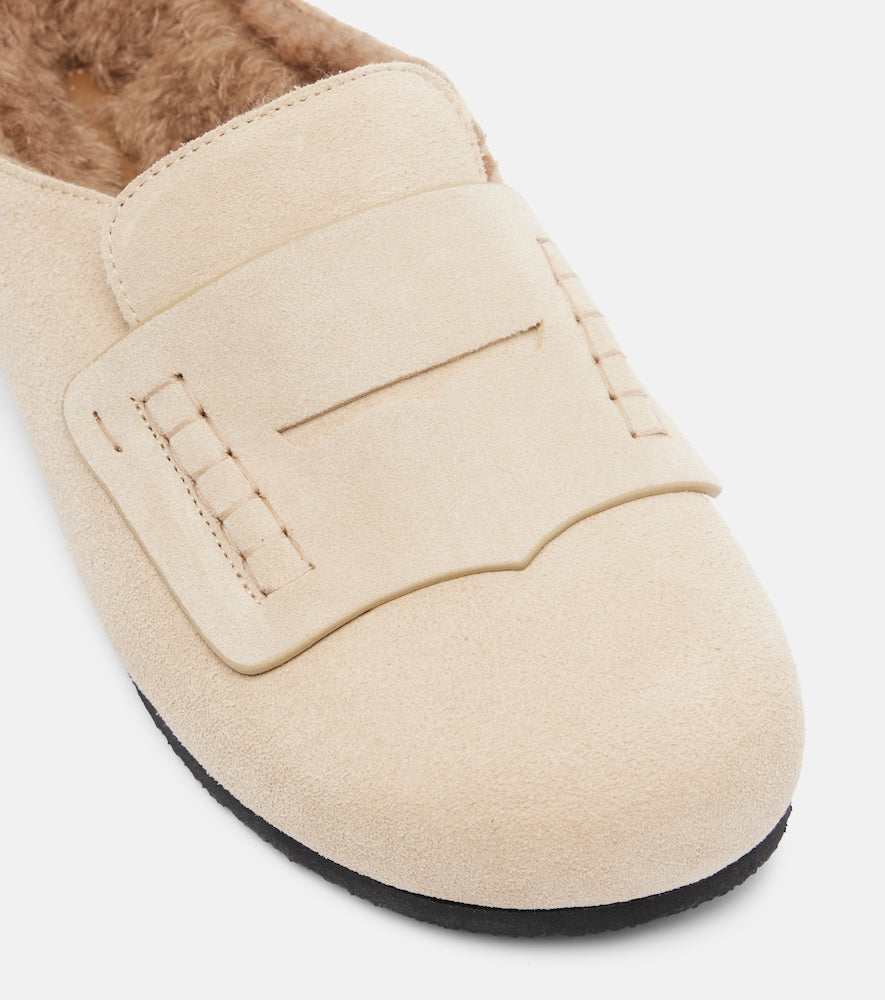Jacquemus Shearling-lined suede mules