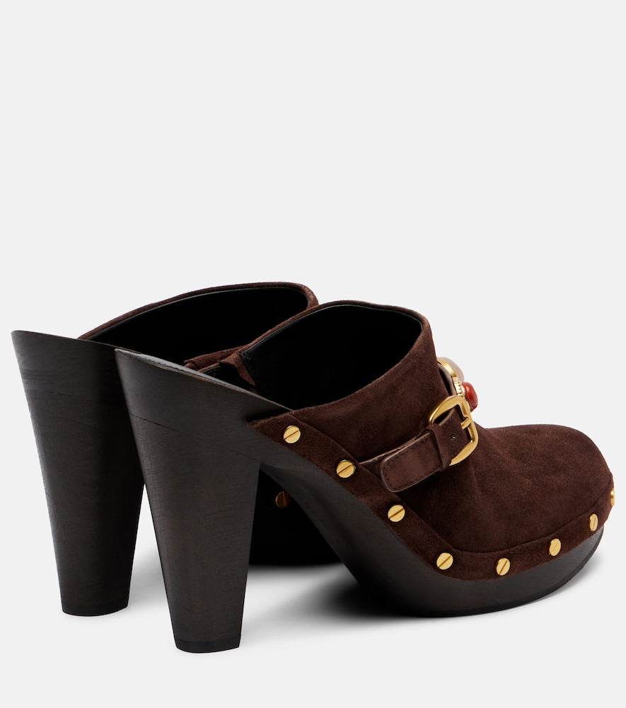 Veronica Beard Giana embellished suede platform mules