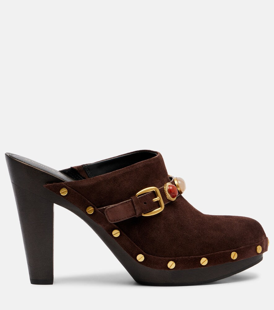 Veronica Beard Giana embellished suede platform mules