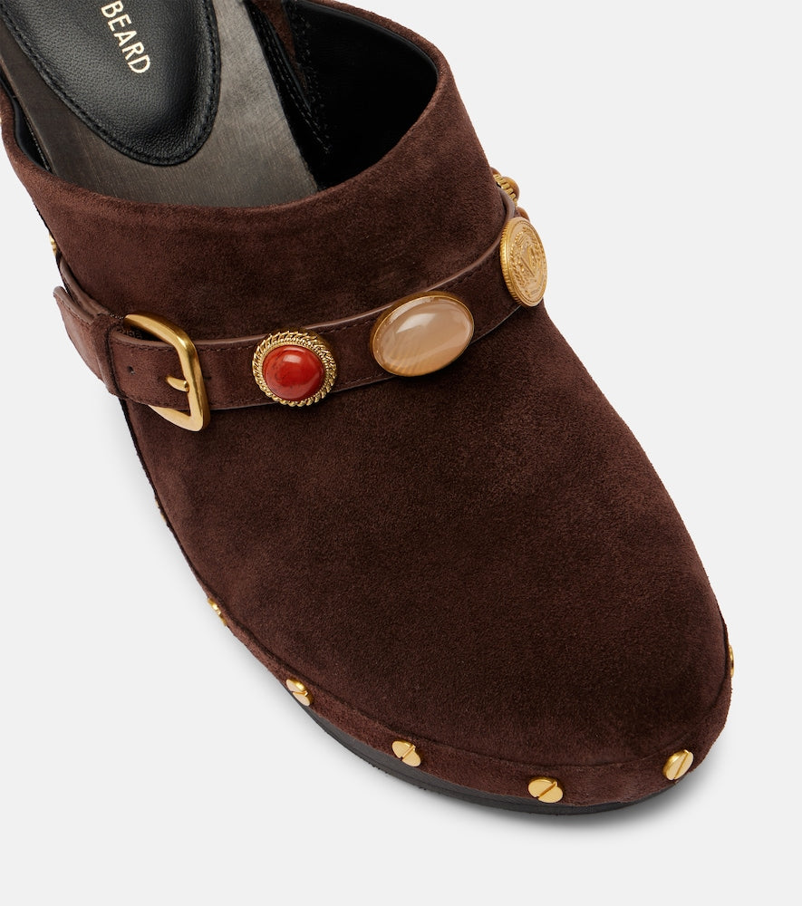 Veronica Beard Giana embellished suede platform mules