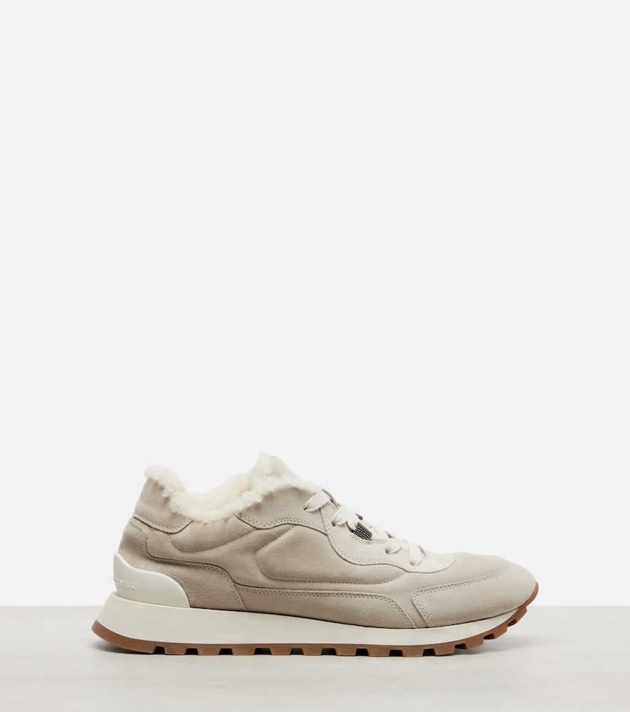 Brunello Cucinelli Shearling-lined suede low-top sneakers