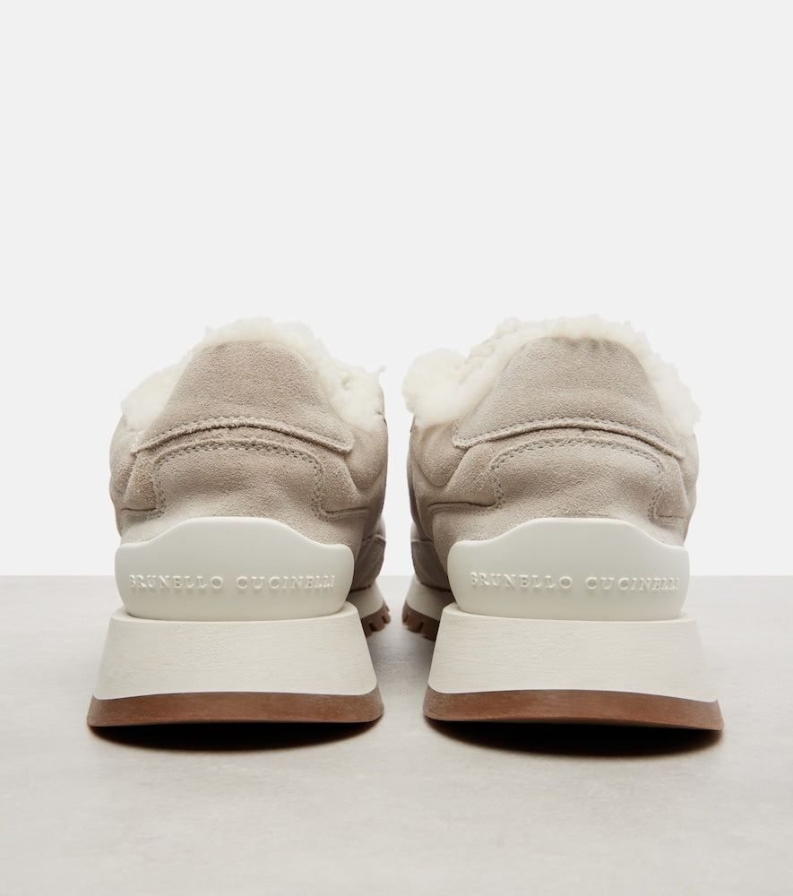 Brunello Cucinelli Shearling-lined suede low-top sneakers