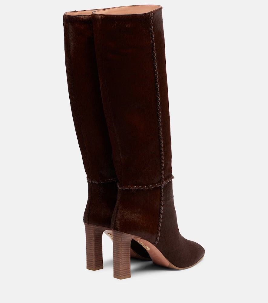 Aquazzura Indy 85 pony hair knee-high boots