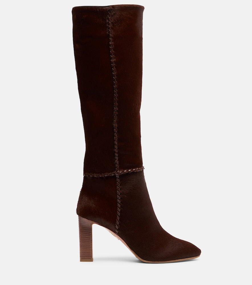 Aquazzura Indy 85 pony hair knee-high boots