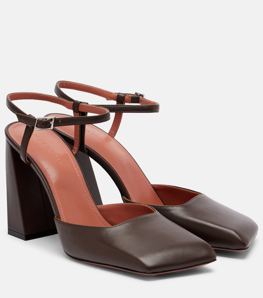 Amina Muaddi Charlotte 95 leather pumps