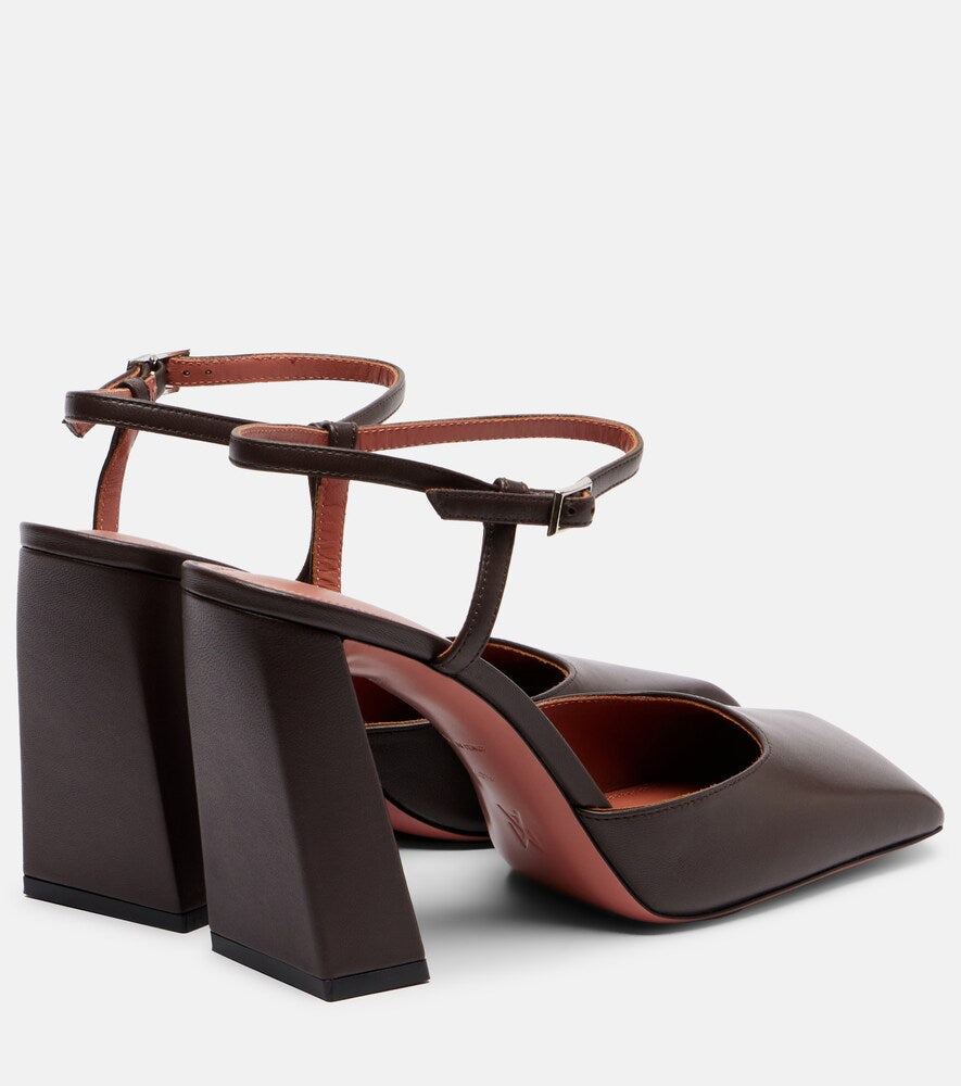 Amina Muaddi Charlotte 95 leather pumps