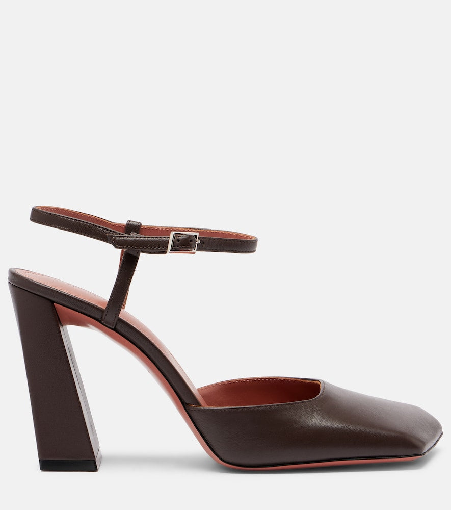 Amina Muaddi Charlotte 95 leather pumps