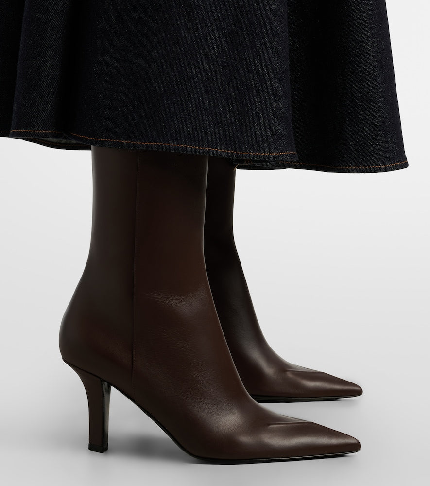 Amina Muaddi Christine 80 leather ankle boots