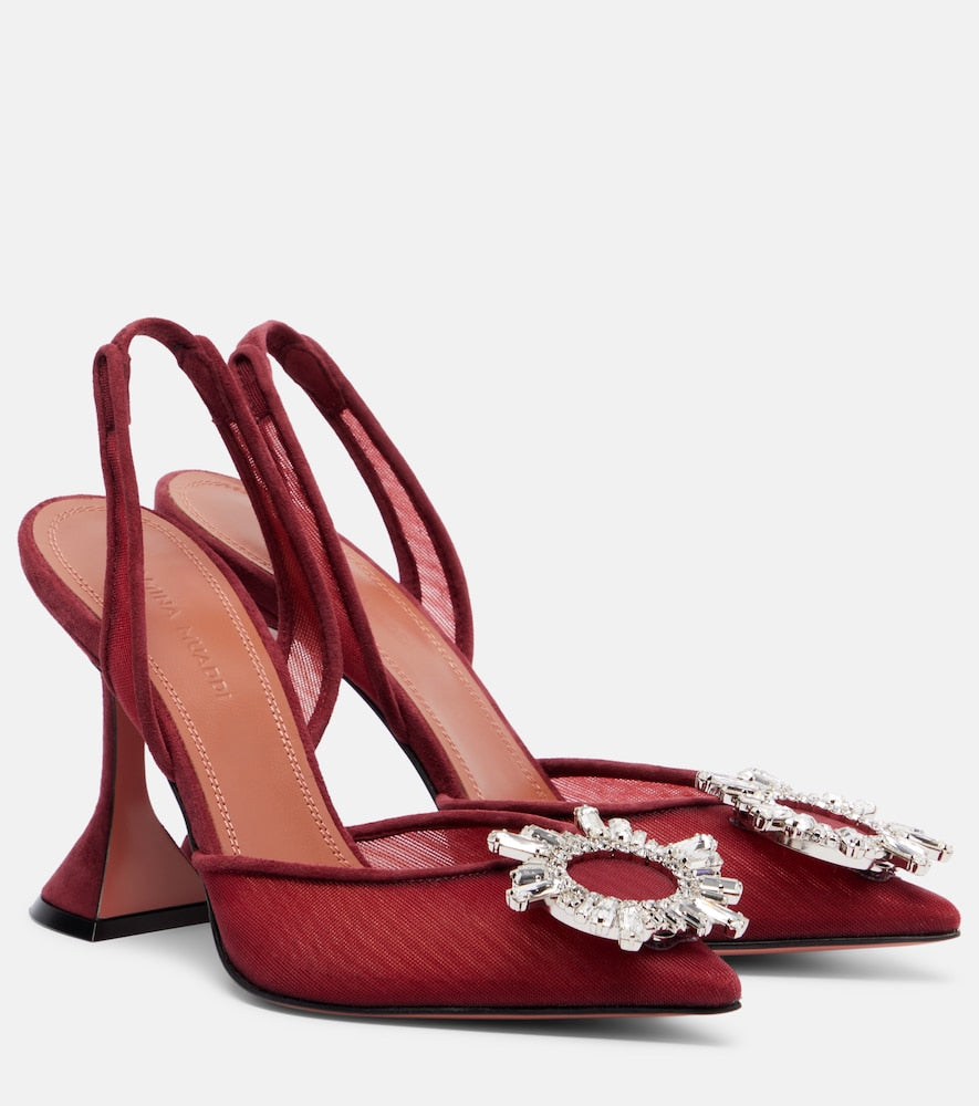 Amina Muaddi Begum 95 mesh slingback pumps