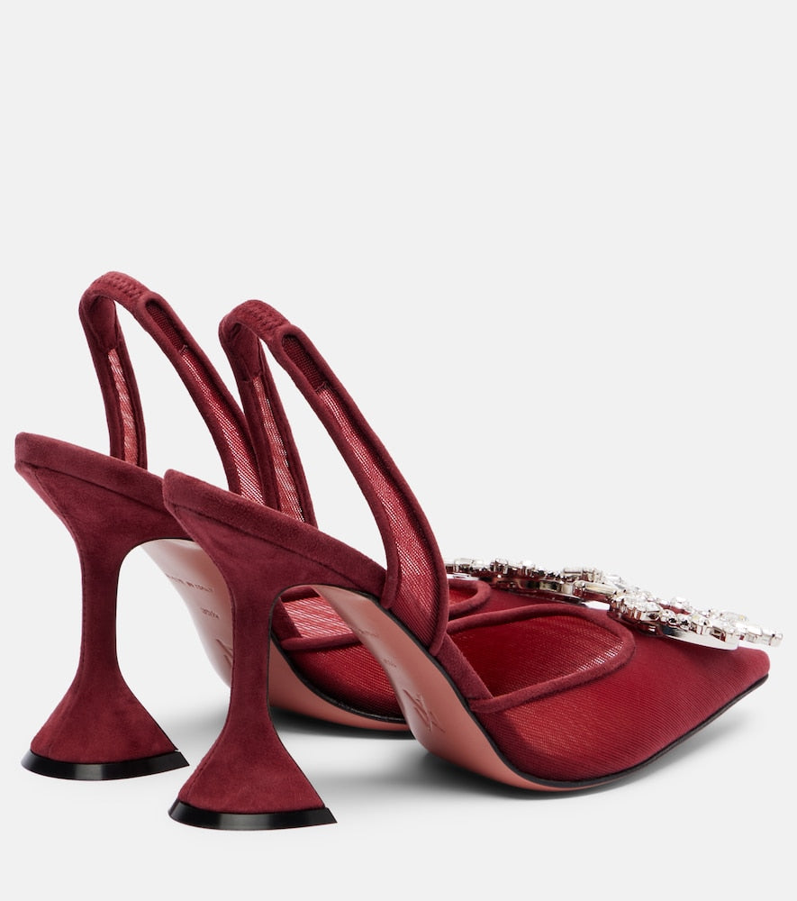 Amina Muaddi Begum 95 mesh slingback pumps