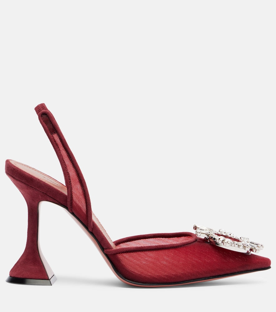 Amina Muaddi Begum 95 mesh slingback pumps