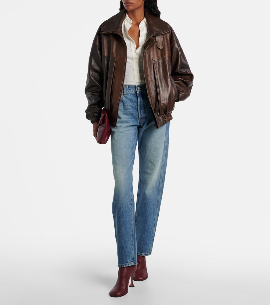 Amina Muaddi Iris 95 leather ankle boots