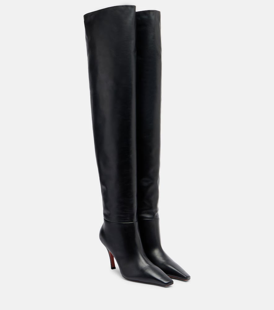 Amina Muaddi Jamie 80 leather over-the-knee boots