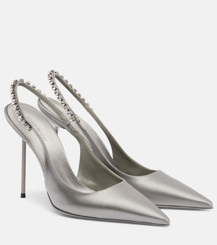 Paris Texas Lidia 105 embellished satin slingback pumps