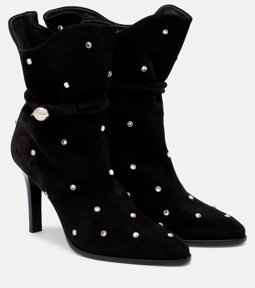 Isabel Marant Lolya 90 embellished suede ankle boots